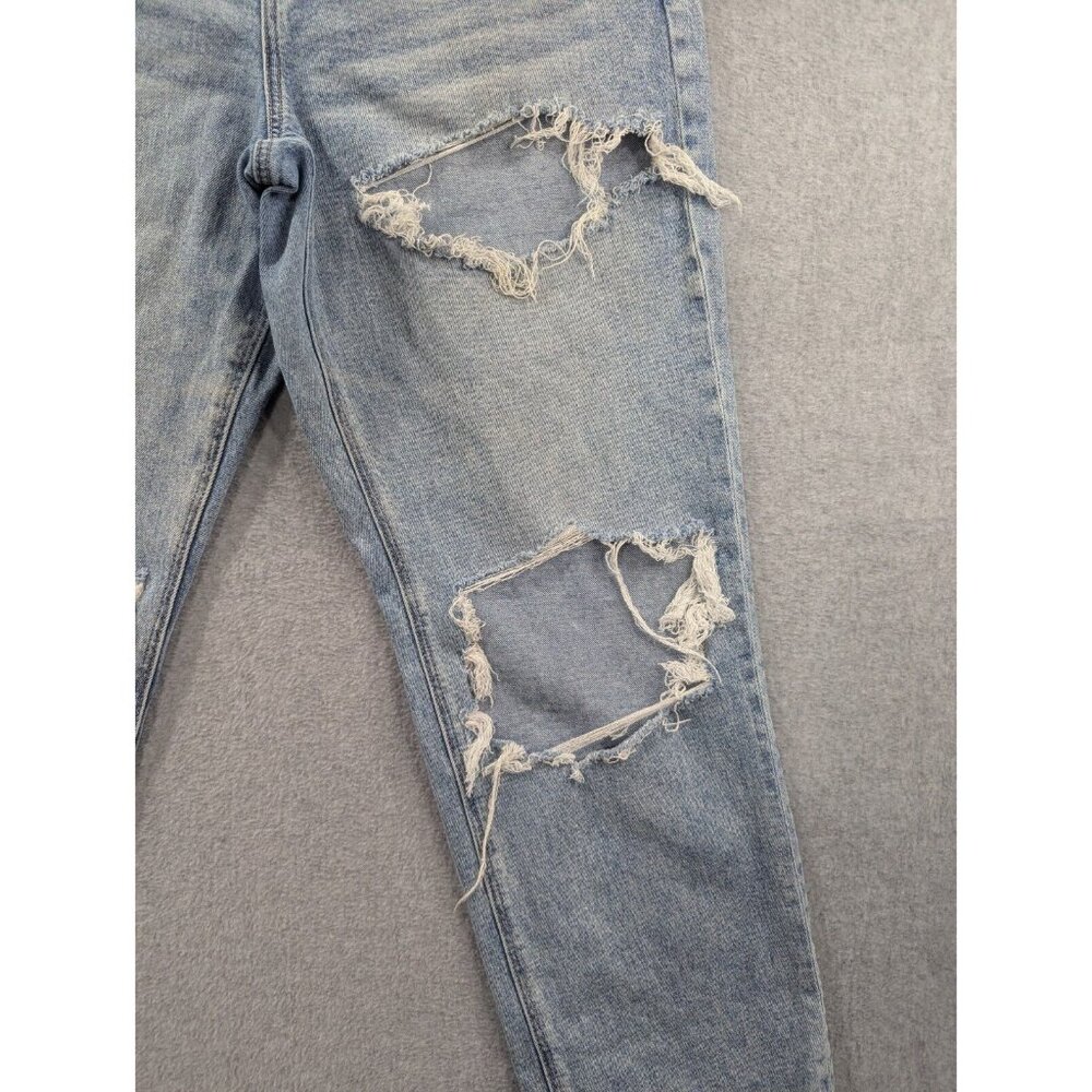 American Eagle Jeans Womens Size 12 Blue Destressed Curvy 90s Straight Whiskers - Picture 5 of 16